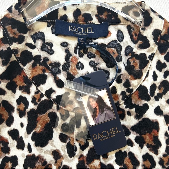 Rachel Roy Leopard Blouse Jacket Shirt Top Cropped NWT Brown Size Extra Large XL - Picture 7 of 11